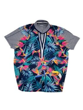 Lucky In Love Women's Samba Tie Back Golf Polo Size Small Copa Cabana Tropical